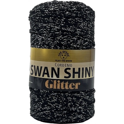 Příze šňůrková Swan shiny glitter stříbrnočerná