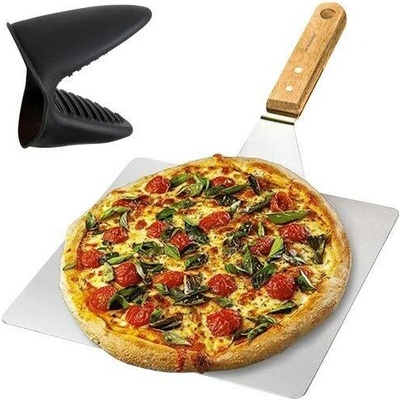 Ruhhy Nerezová lopatka na pizzu Tratoria, 30 × 30 cm, se silikonovou chňapkou