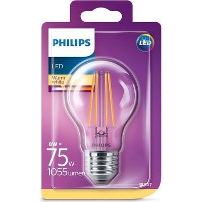 Philips klasik 8W, E27, teplá bílá