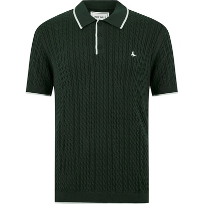 Jack Wills Блуза с яка Jack Wills Men's JW Braid Knitted Short-Sleeve Polo Shirt - Evergreen