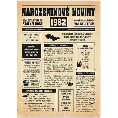 Narozeninové noviny 1982 - jednostranné - Vodnář, Starý papír