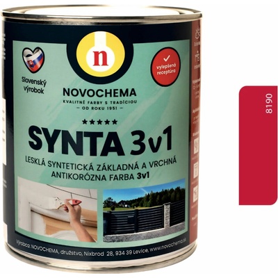 NOVOCHEMA SYNTA 3v1 syntetická základní a vrchní antikorozní barva 3v1 0,75 kg Tmavě červená