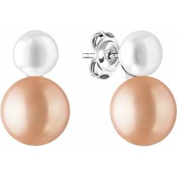 Eppi Náušnice s bielymi a broskyňovými perlami Samael E42280