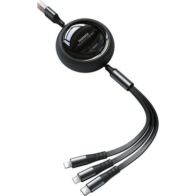 Remax 661563 multifunkční 3v1 / micro USB / USB-C / Lightning 15W / 3A 1,2m černý