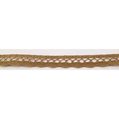 Bavlnená paličkovaná čipka - hnedá - šírka 1,5 cm