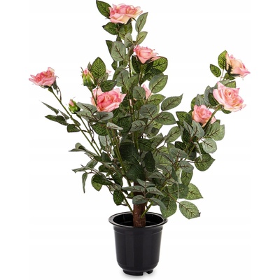 Umělá růže v květináči, keř růže 64 cm, dekorativní rostlina jako živá