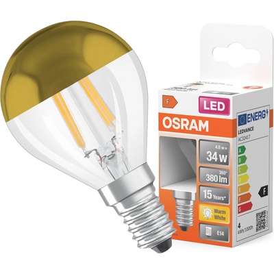 Osram LED žiarovka CLP34 zrcadlová 4 W E14 2700 K teplá biela zlatá
