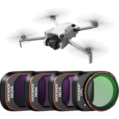 NEEWER ND and CPL Filter Set Compatible with DJI Mini 4 Pro, 4 Pack ND16 ND64 ND256 CPL Polarizer and Neutral Density Filter Drone Lens Accessories, Multi Coated HD Optical Glass/Aluminum Frame - 10103130