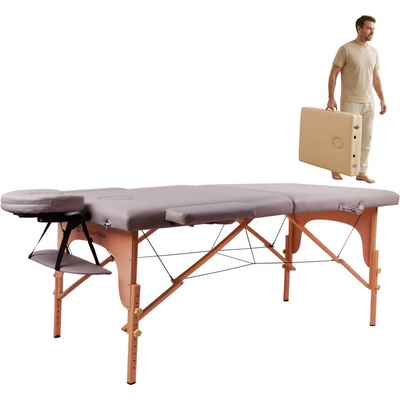 inSPORTline Masážní lehátko Taisage 2-dílné dřevěné šedá – Zboží Mobilmania