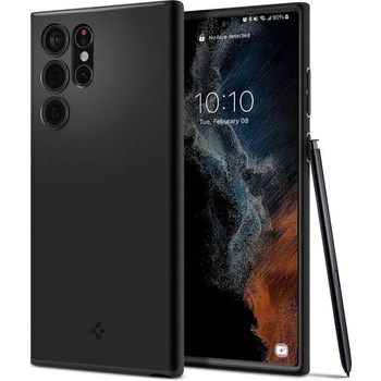 Image 1 of Spigen Thin Fit Case - качествен тънък матиран кейс за Samsung Galaxy S22 Ultra (черен)