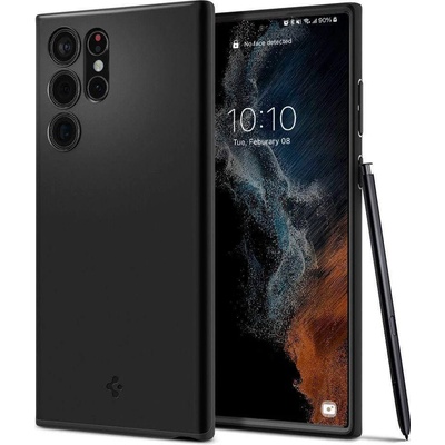 Spigen Thin Fit Case - качествен тънък матиран кейс за Samsung Galaxy S22 Ultra (черен)