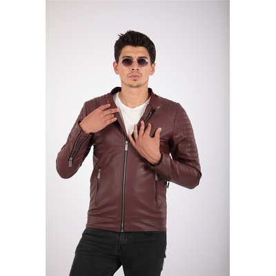 narmart Мъжко кожено яке - Бордо 2021083175 (311821_Бордо)