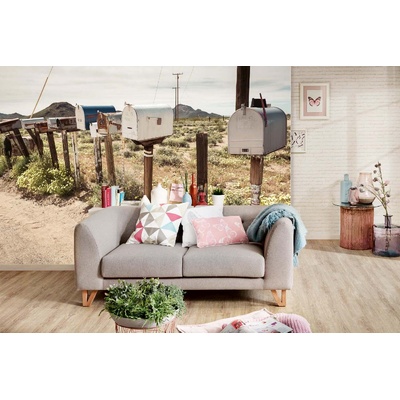 DIMEX ART Самозалепваща се флизелинова фототапета ретро пощенски кутии 375 x 250 см