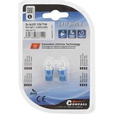 Compass 4LED 12V T10 modrá 2ks 33712