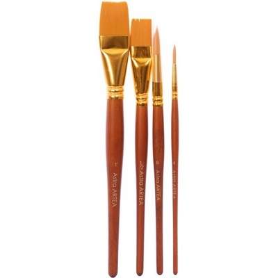 Sada profesionálnych nylonových štetcov Art&Hobby – 4 ks (okrúhle a ploché), 315122002