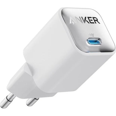 Захранване за ел. мрежа с USB-C порт и технология за бързо зареждане - Anker 511 PowerPort Nano 3 Wall Charger 30W USB-C (бял) (A2147G21)