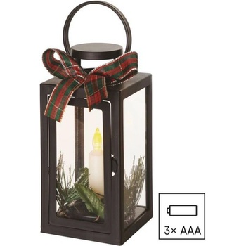 Emos DCLV14 lampáš čierny so svieč 22cm 3xAAA vnút vintage