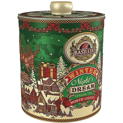 Basilur Aromatizovaný zelený čaj Winter Night's Dream North Lights plechová dóza sypaný 100 g