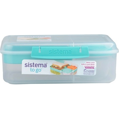 Sistema To Go Trojkomorová krabička s nádobou na jogurt a 2 tácky 1,65 l mätová