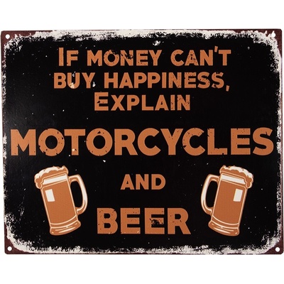 Černá antik nástěnná kovová cedule Motorcycles - 25*1*20 cm - Clayre & Eef