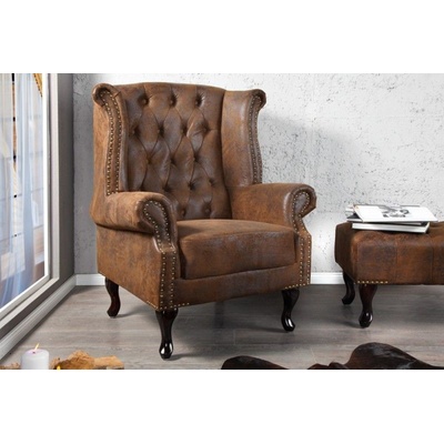 Anvicti1 Chesterfield antik hnědé mikrovlákno