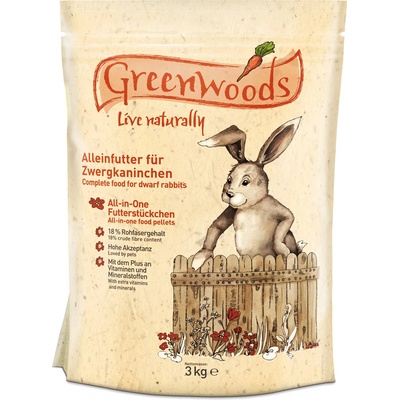 Greenwoods Small Animals Храна за мини зайчета Greenwoods - 3 кг