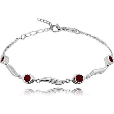 Minet elegantní stříbrný s červenými zirkony JMAS0137RB20