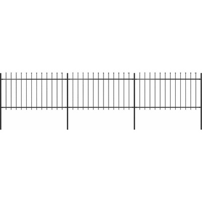 OMAXI Zahradní plot s kopím nahoře ocelový 504 x 100 cm černý 710341
