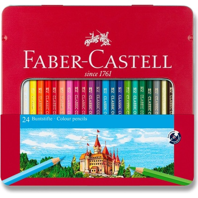 Faber Castell FC-115824 farebné ceruzky Faber-Castell Castle šesťhranné kovové puzdro s 24 ks