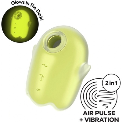 Satisfyer Stimulátor klitorisu Glowing Ghost žlutý vibrační tlakový stimulátor svítící ve tmě