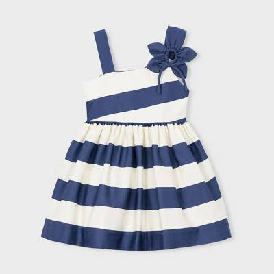 Mayoral Раирана рокля асиметрична с цвете в цвят порцелан за мини момиче Mayoral