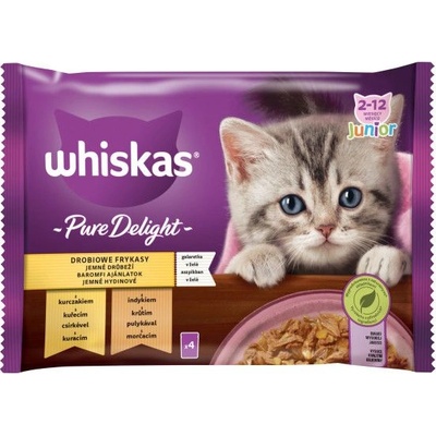 Whiskas пакетче Casserole Junior пилешки избор в желе 4 x 85 г