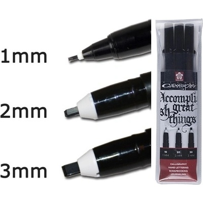 Bruynzeel-sakura PO-XSDK-C3/49 sada kaligrafických per Caligrapher pens s archivním inkoustem Pigma 1,2,3 mm černá
