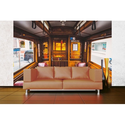 DIMEX ART Самозалепваща се флизелинова фототапета стар червен трамвай 375 x 250 см