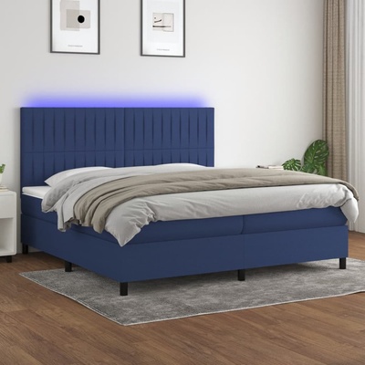 Petrashop 3135067 boxspring postel s matrací a LED modrá textil