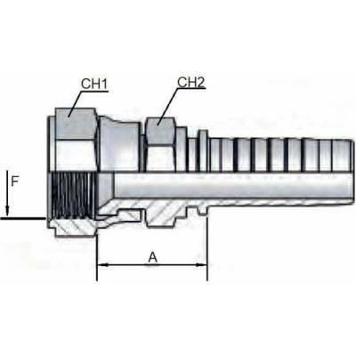 Lis. armatura s vnitřním závitem JIS 60° (KOMATSU) M22X1,5 - hadice 1/2"