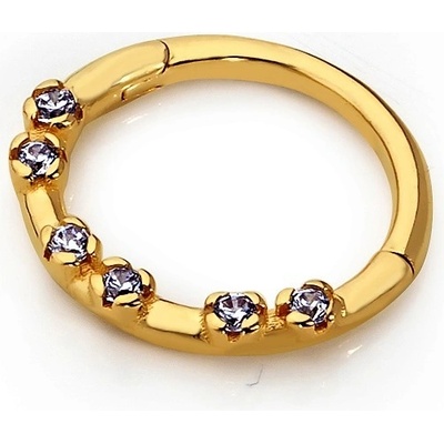 Lillian Vassago Zlatý piercing kroužek se zářivými zirkony LLV92-GPI009SP