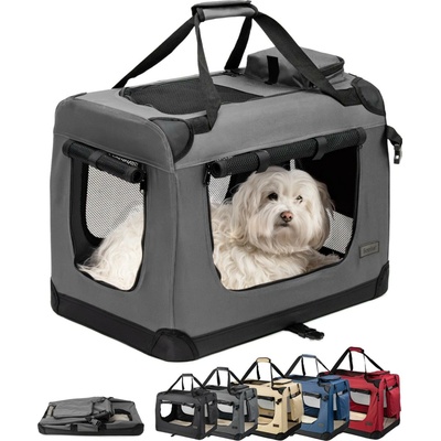 lionto skládací přepravní box pro psy pevný látkový box se síťovanými vložkami 60 x 42 x 44 cm šedý – Hledejceny.cz