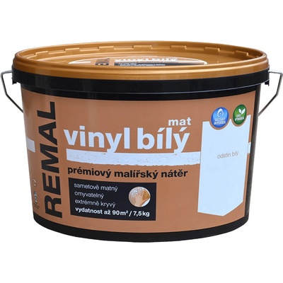 BARVY A LAKY TELURIA, s. r.o. REMAL VINYL BIELY MAT - Biely prémiový maliarsky náter - biela - 15 Kg