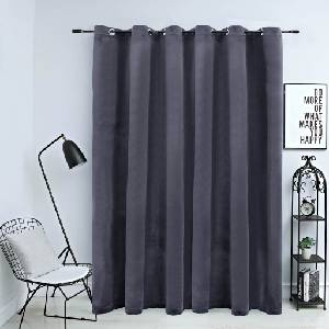 Pure Line Home Кадифена завеса в цвят антрацит с метални халки, 290 x 245 см