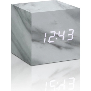 Gingko Сив будилник в мраморен декор с бял LED дисплей Часовник Cube Click - Gingko (GK08W5)