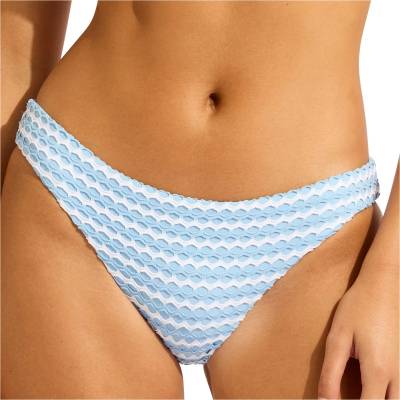 Seafolly Дамско бикини долнище Seafolly Women's Mesh Effect Hipster Pant Bikini bottom - Powder Blue / White - размер 34 (EU) (150-4260-0612)