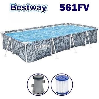 Bestway Басейн с метална конструкция, сглобяем, правоъгълен, 366x201x66 см, Bestway 561FV Steel Pro, с филтърна помпа (561FV Steel Pro)