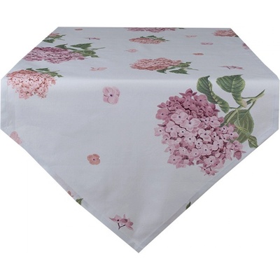 Clayre & Eef bavlna běhoun s květy hortenzie Vintage Grace 50x160cm