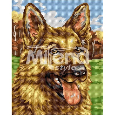 Milena Style Немска овчарка - Печатана Aida 14 ct без конци