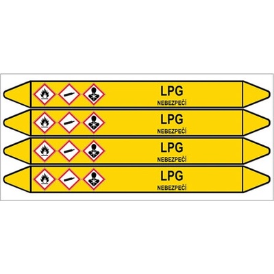 Značení potrubí, LPG,4 ks, 250 × 26 mm PZ 007626