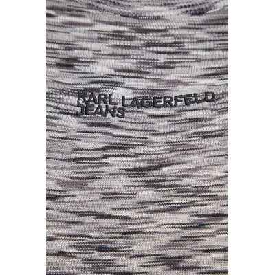 Karl Lagerfeld Jeans Пуловер Karl Lagerfeld Jeans дамски в сиво от лека материя с ниско поло A1W18025 (A1W18025)