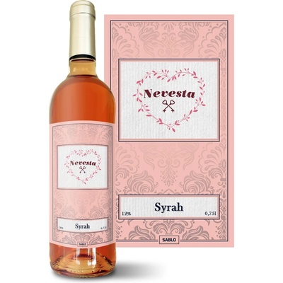 Sablio Nevěsta srdce Syrah ružové suché víno 12 % 0,75 l (čistá fľaša)