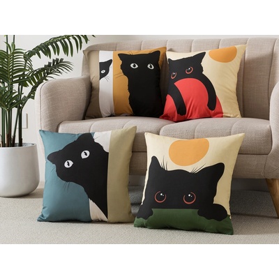 Xpose ČERNÁ KOČKA digitální tisk 4 ks Bavlna 43 x 43 cm – Zboží Dáma