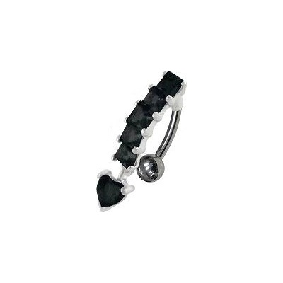 Šperky4U stříbrný piercing do pupíku černé zirkony BP01190-K